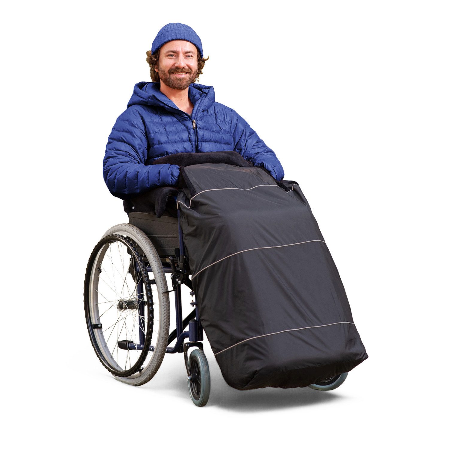 novely® Fußsack OWEN PRO Rollstuhl-Fußsack aus Soft Fleece - Für Rollstühle mit Armleh, Wetterfest; Thermo-warm und Ultraweich