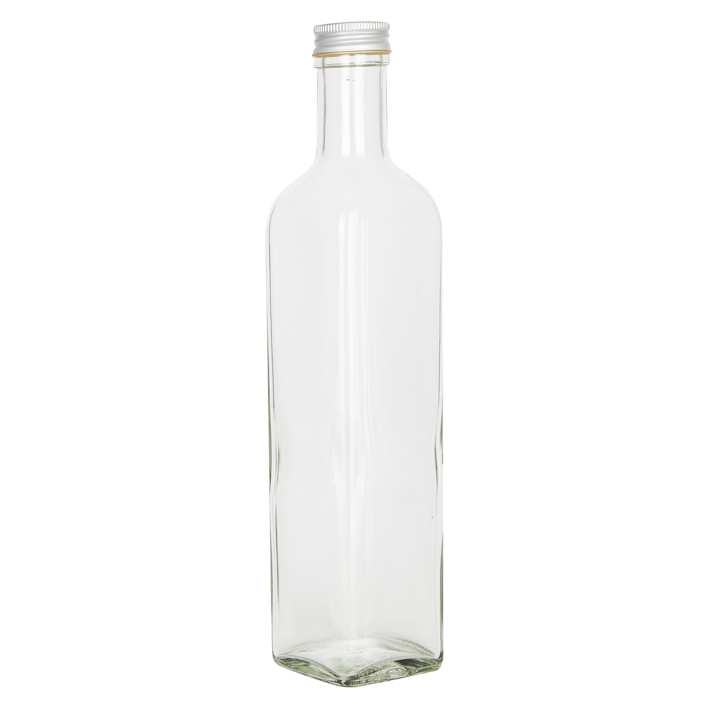 Einmachglas MamboCat PP31,5, Flasche Glas Schraubdeckel Aluminium 500ml Set silber 12er + Marasca