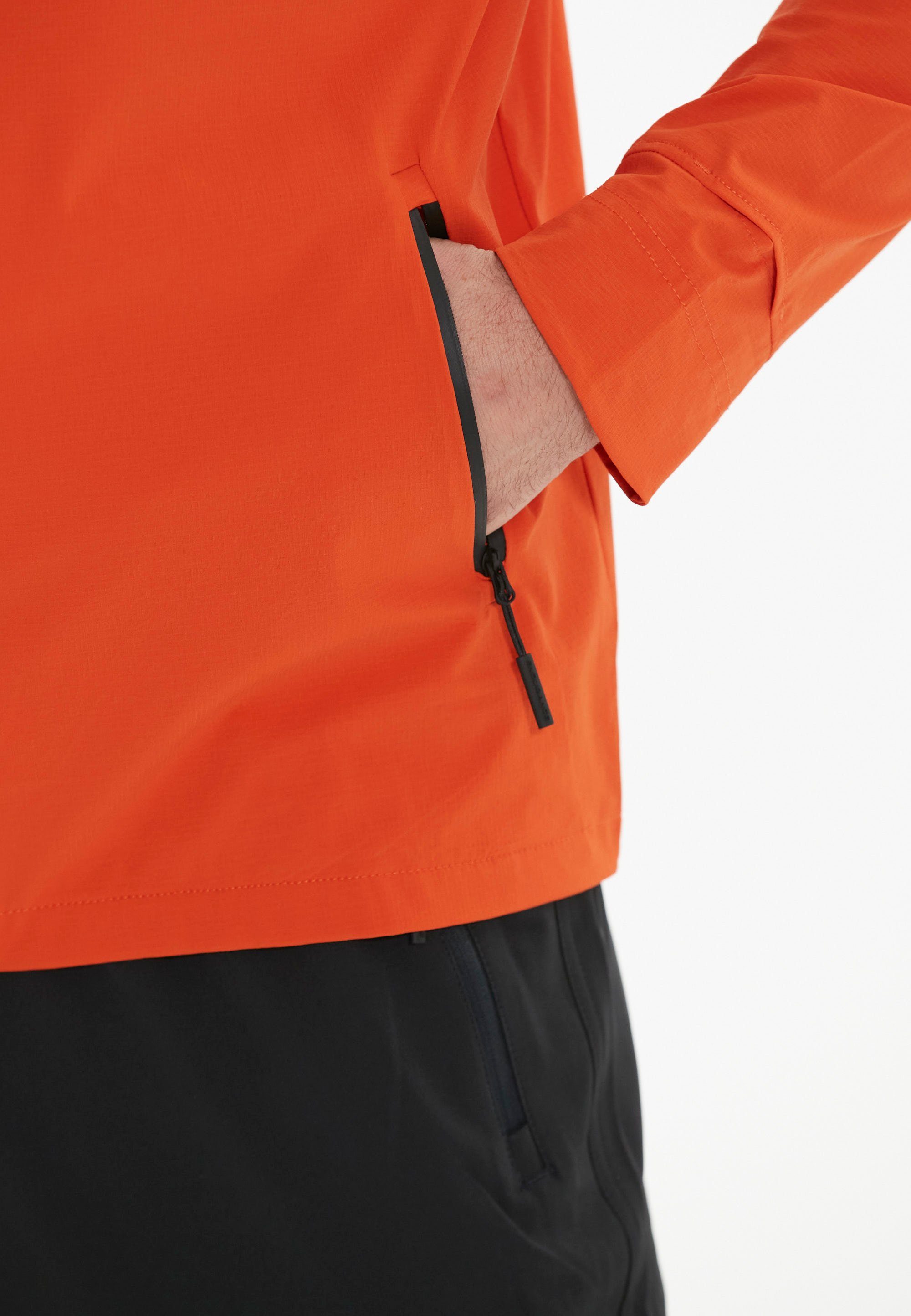 ENDURANCE Laufjacke orange-schwarz Reißverschluss Tellent mit wasserabweisendem
