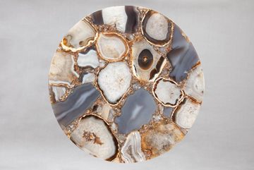 riess-ambiente Beistelltisch NOBLE I Ø35cm bunt / gold (Einzelartikel, 1-St), rund · Edelstein · Achat · klappbar · Metall-Gestell · Handmade