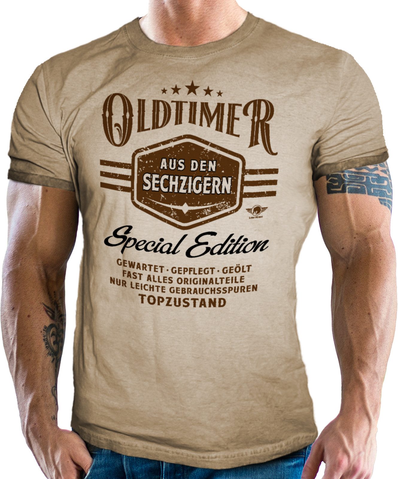 LOBO NEGRO® T-Shirt im Vintage Retro günstig online kaufen