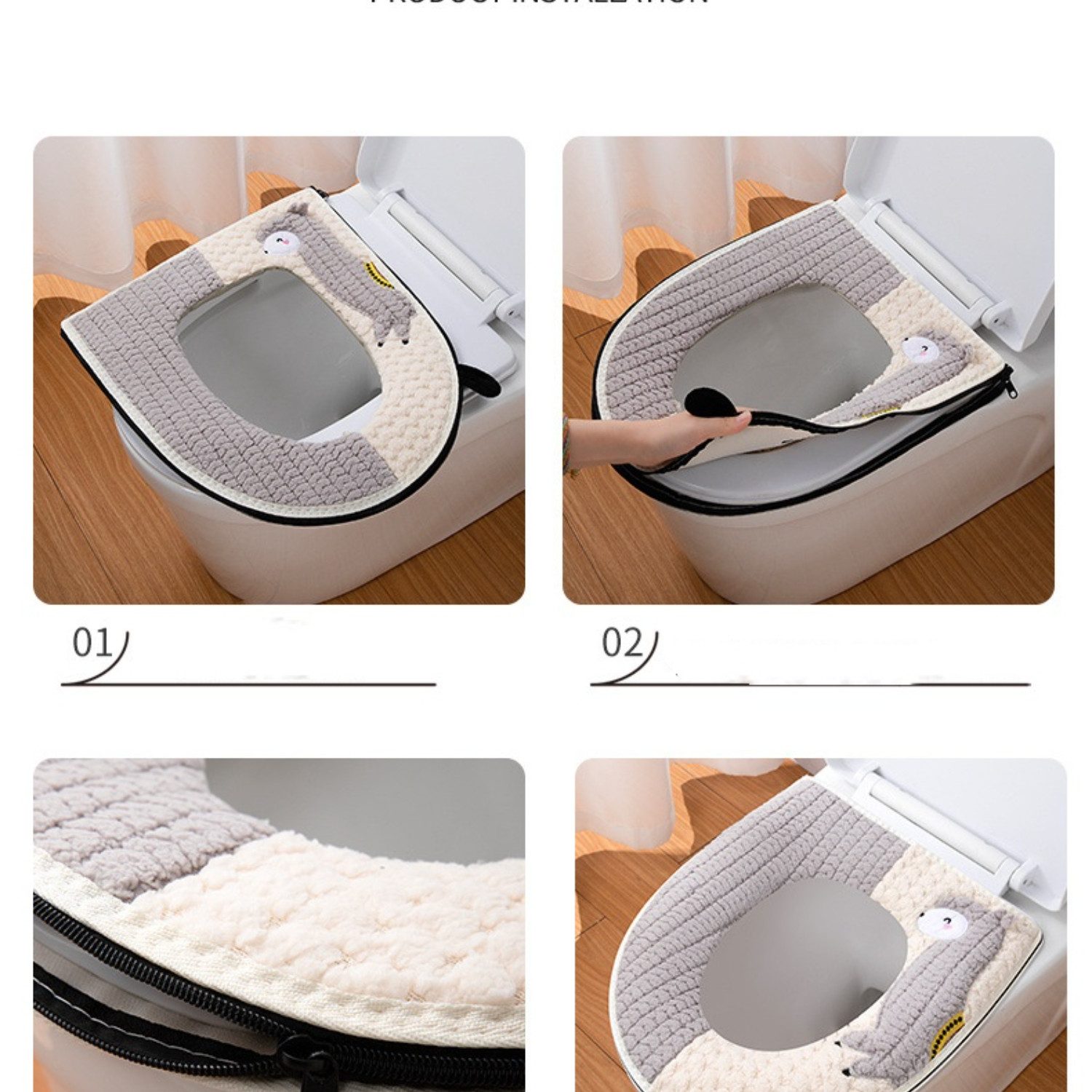 2er Set WC-Sitzbezüge Aus Weichem, Waschbarem Material – Mit Aufhängeschlaufe, Passend Für Die Meisten Toiletten, Warm & Bequem Reißverschluss WC-Bezug