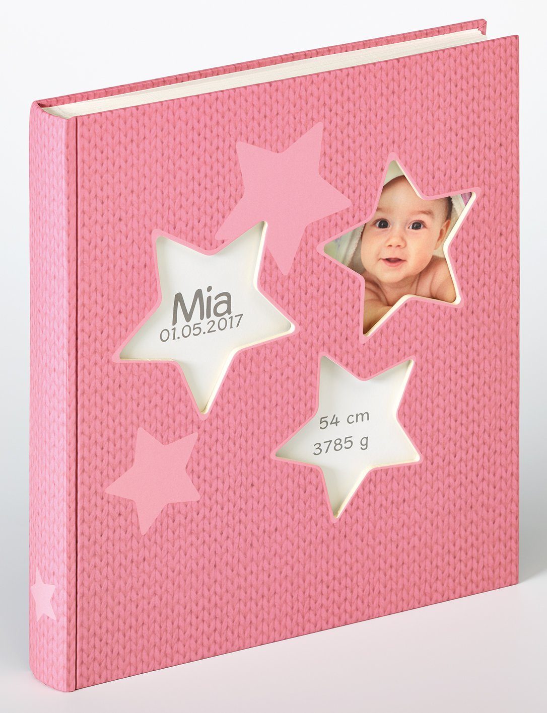 Walther Design Fotoalbum Babyalben Estrella, buchgebundenes Babyalbum, laminierter Kunstdruckeinband