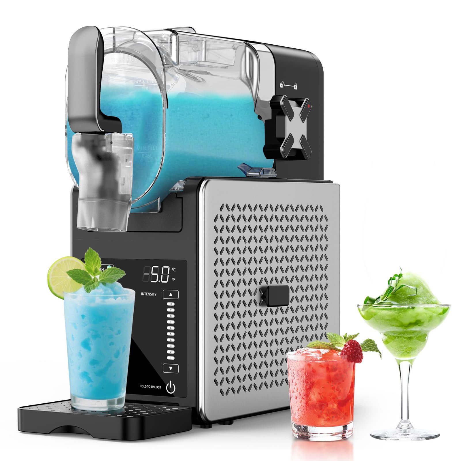 Azmsary Slush-Eismaschine Slush & Eismaschine 6-in-1, LED, Selbstreinigung, 2.5L