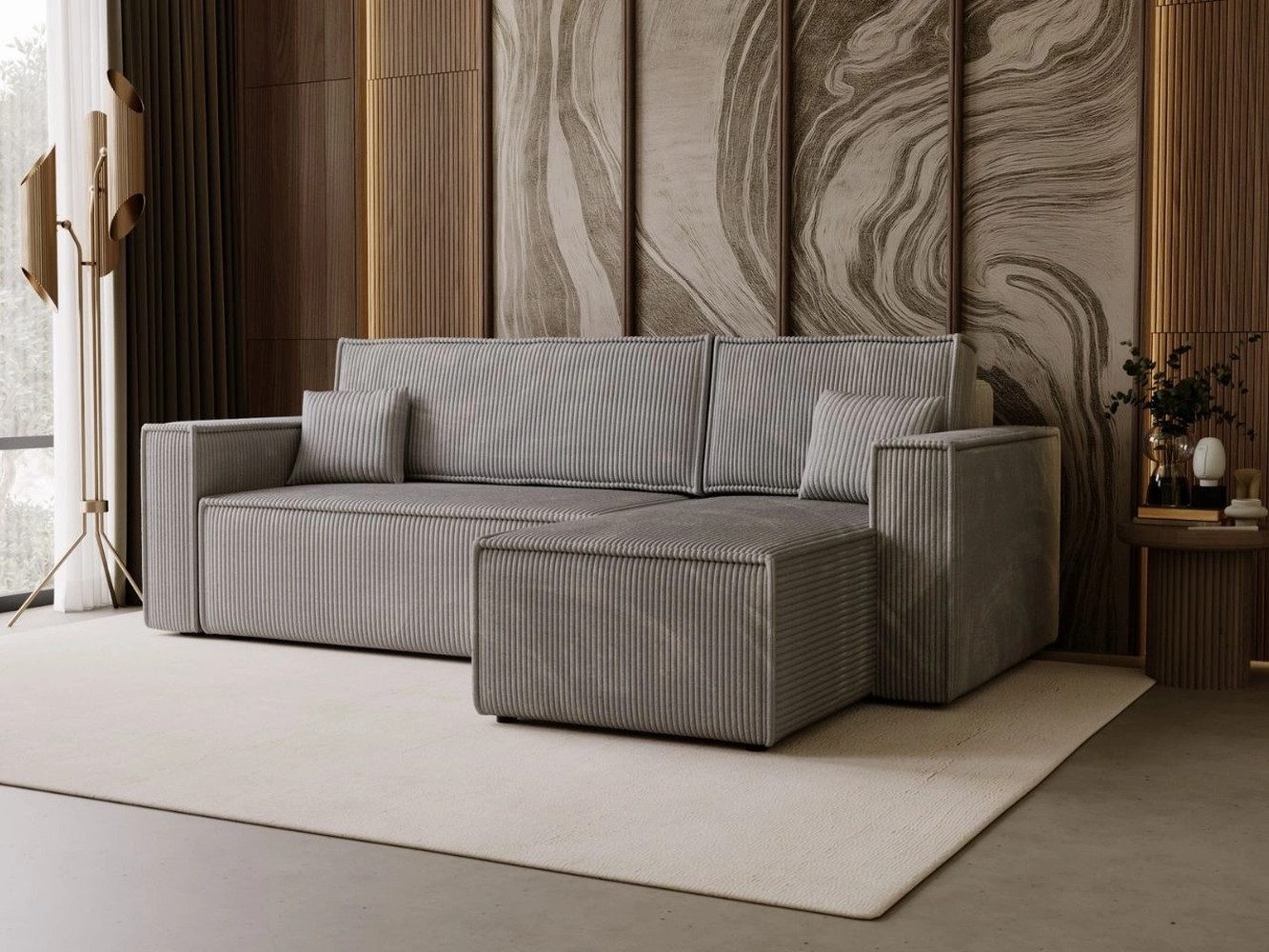 GrainGold Ecksofa mit Schlaffunktion und Bettkasten günstig online kaufen