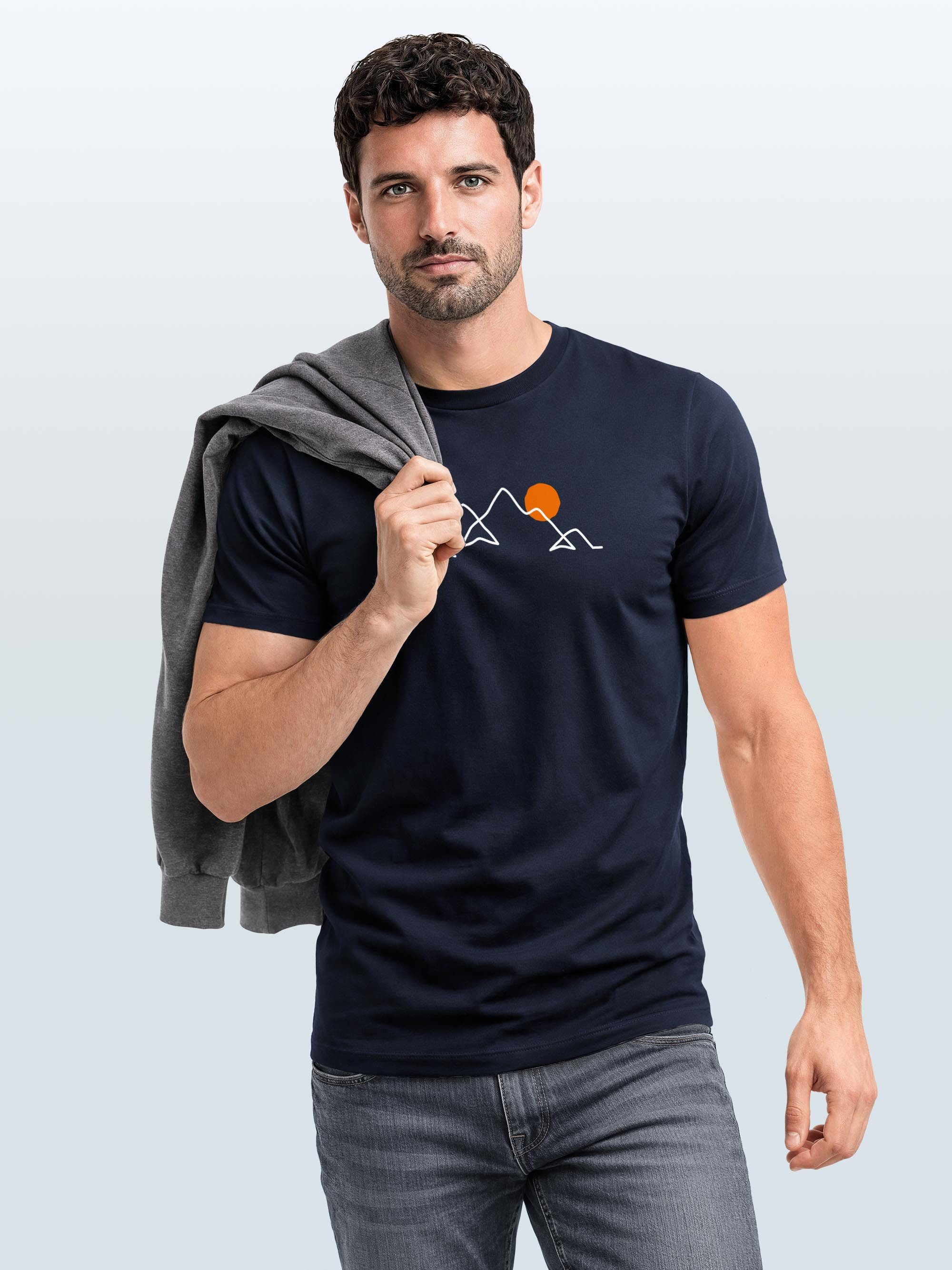 Neverless Print-Shirt Herren T-Shirt Frontprint Line-Art Berge Wandern Natur Outdoor mit Print – Bild 5 von 5