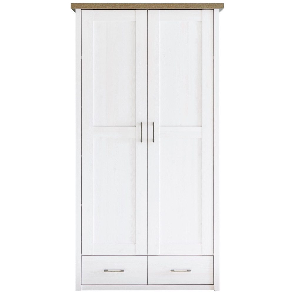 Lomadox Kleiderschrank LUND-78 Pinie weiß Nb./Trüffel Eiche Nb. 106/201/55 cm