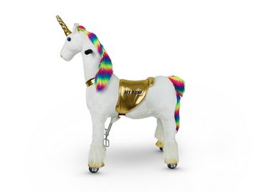 TPFLiving Reittier Einhorn Gold - Größe S - Farbe: weiß, Schaukeltier für Kinder ab 3 bis 6 Jahren - Sitzhöhe: 53 cm