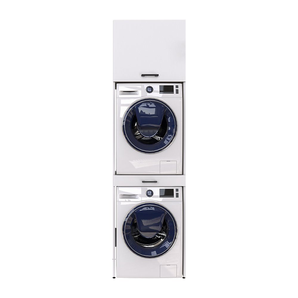 | Waschmaschinenumbauschrank weiß (Waschmaschinenschrank Waschmaschine Weiß und Überbauschrank) für Roomart Trockner