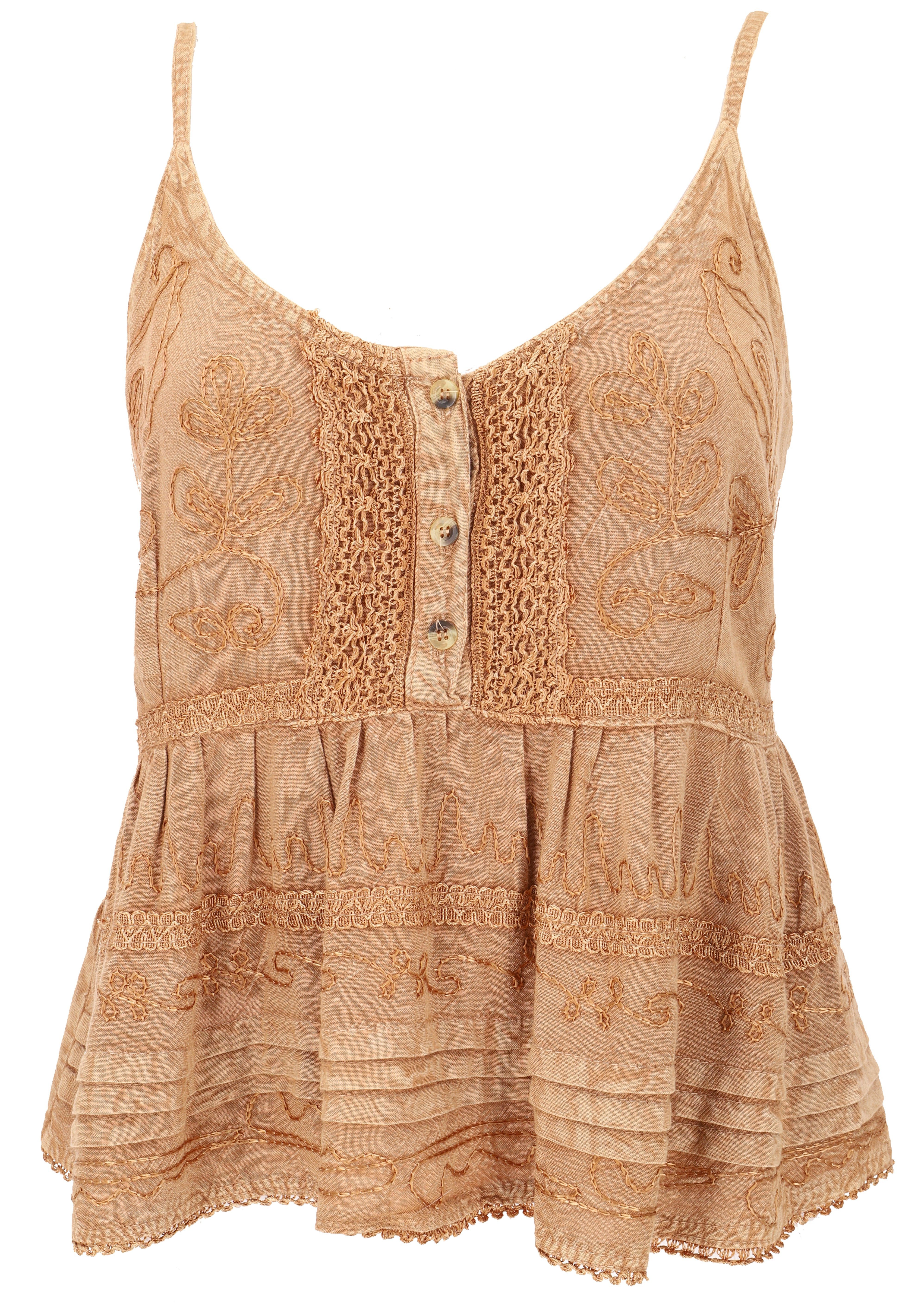 Guru-Shop T-Shirt Besticktes Top Boho chic, lockeres Sommertop -.. Ethno Style, alternative Bekleidung, Festival