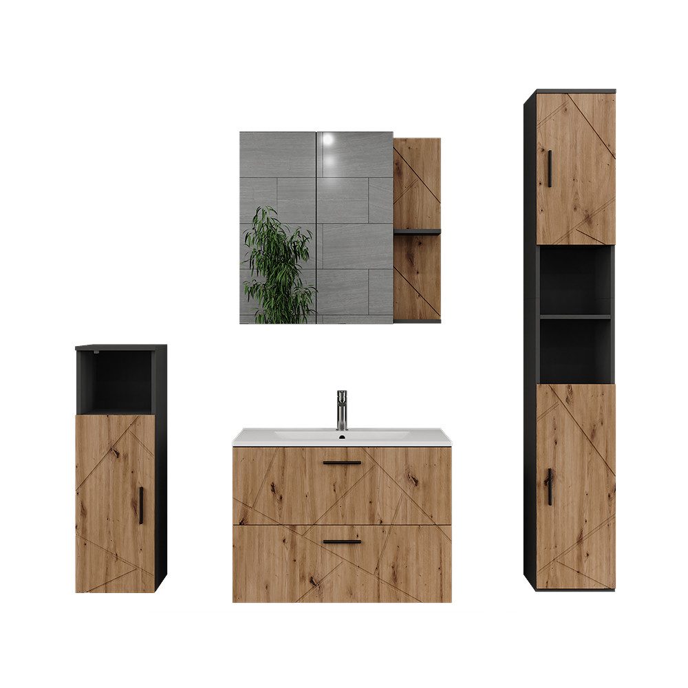 Badmöbel-Set Irma, Anthrazit/Artisan, 5 Teile
