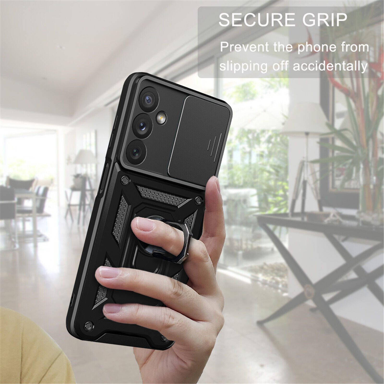 betterfon Handyhülle Panzerhülle für Samsung Galaxy A34 5G mit Kameraschutz & Ringhalter, Outdoorhülle mit Smartstand und Silikonkern – Bild 4 von 5