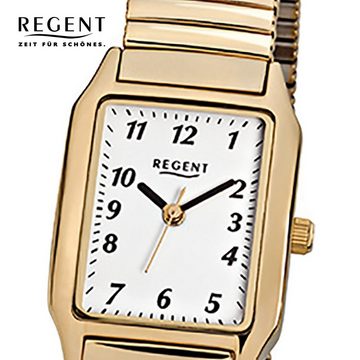 Regent Quarzuhr Regent Damen-Armbanduhr gold Analog F-269, (Analoguhr), Damen Armbanduhr eckig, klein (ca. 23x26mm), Edelstahl, ionenplattiert