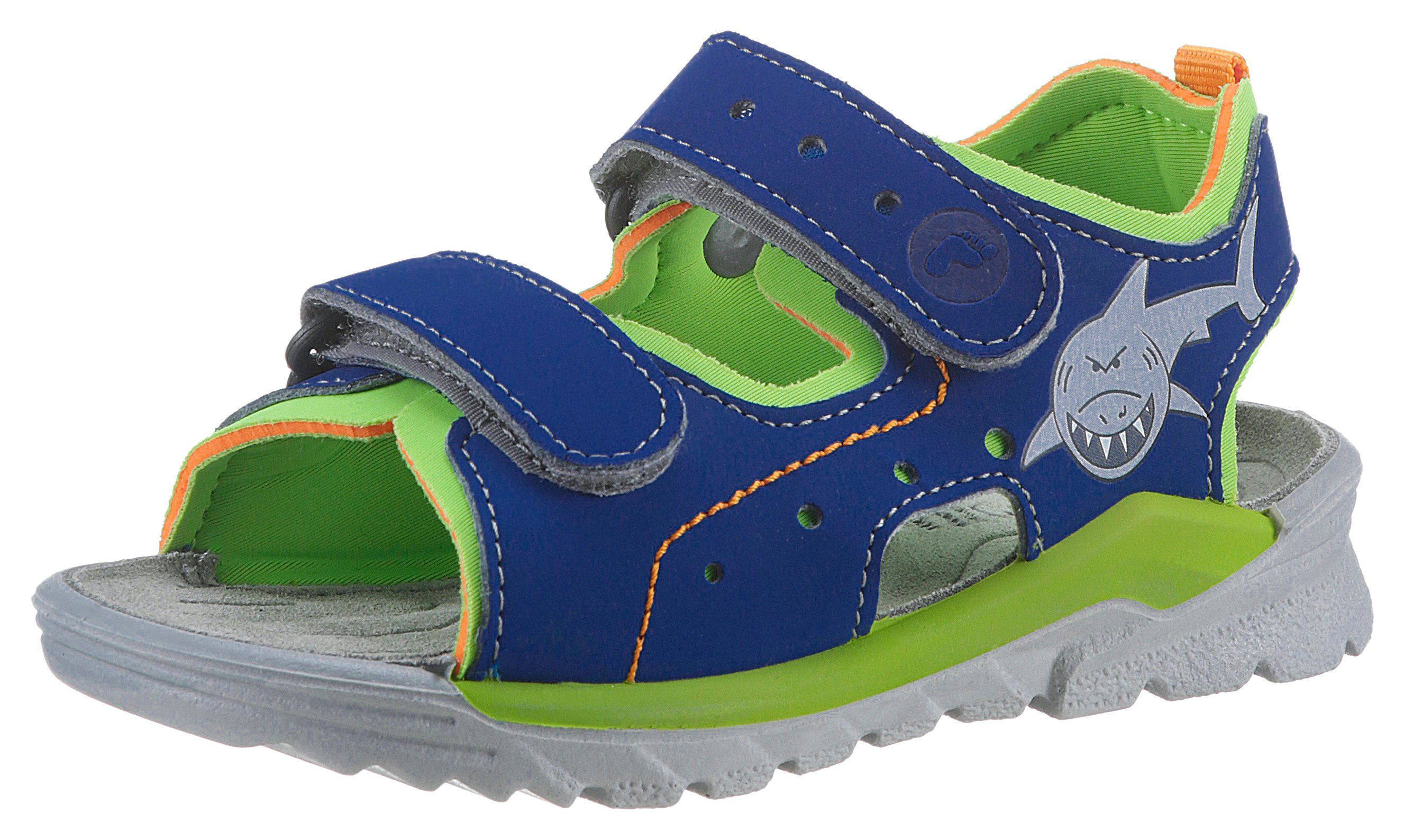 Ricosta SURF WMS: normal Sandale mit praktischem Klettverschluss navy-neongrün-Hai | Riemchensandalen