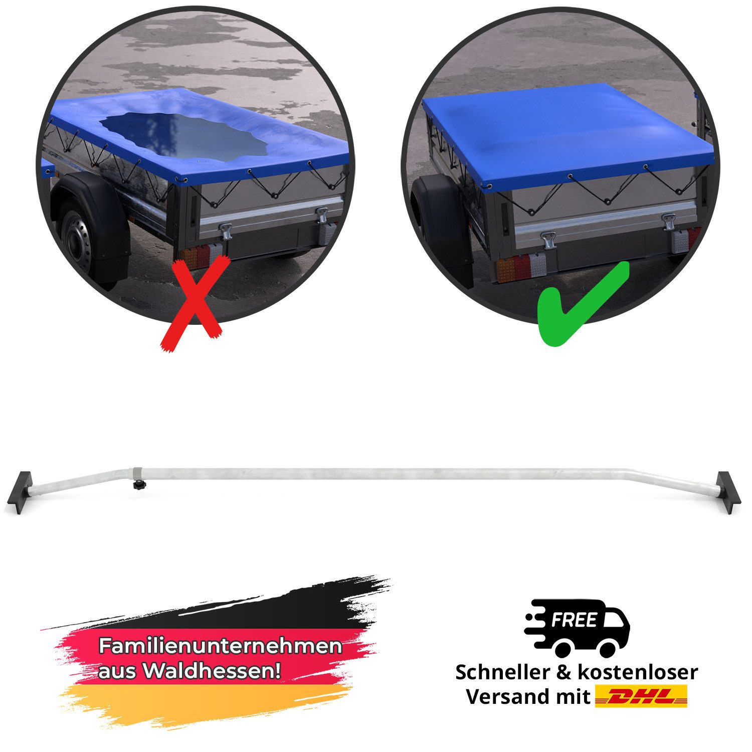 Tarpofix® Schutzplane Planenbügel XL Anhänger Flachplane 140-210 cm (Flachplanenbügel Set, 1-St), stufenlos verstellbar aus Aluminium