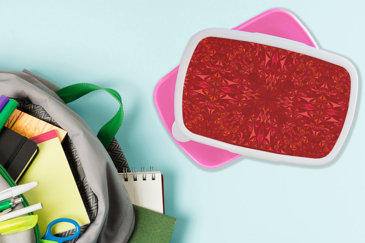 - Erwachsene, - Brotdose Kunststoff Design Kaleidoskop Kristall für Snackbox, Mädchen, Muster, Kinder, - Rot - Lunchbox (2-tlg), rosa Brotbox MuchoWow Kunststoff,