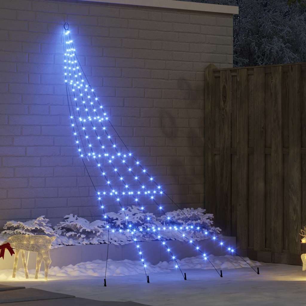 vidaXL LED Baum LED Weihnachtsbaum mit Erdspießen Blau 306 cm Metall