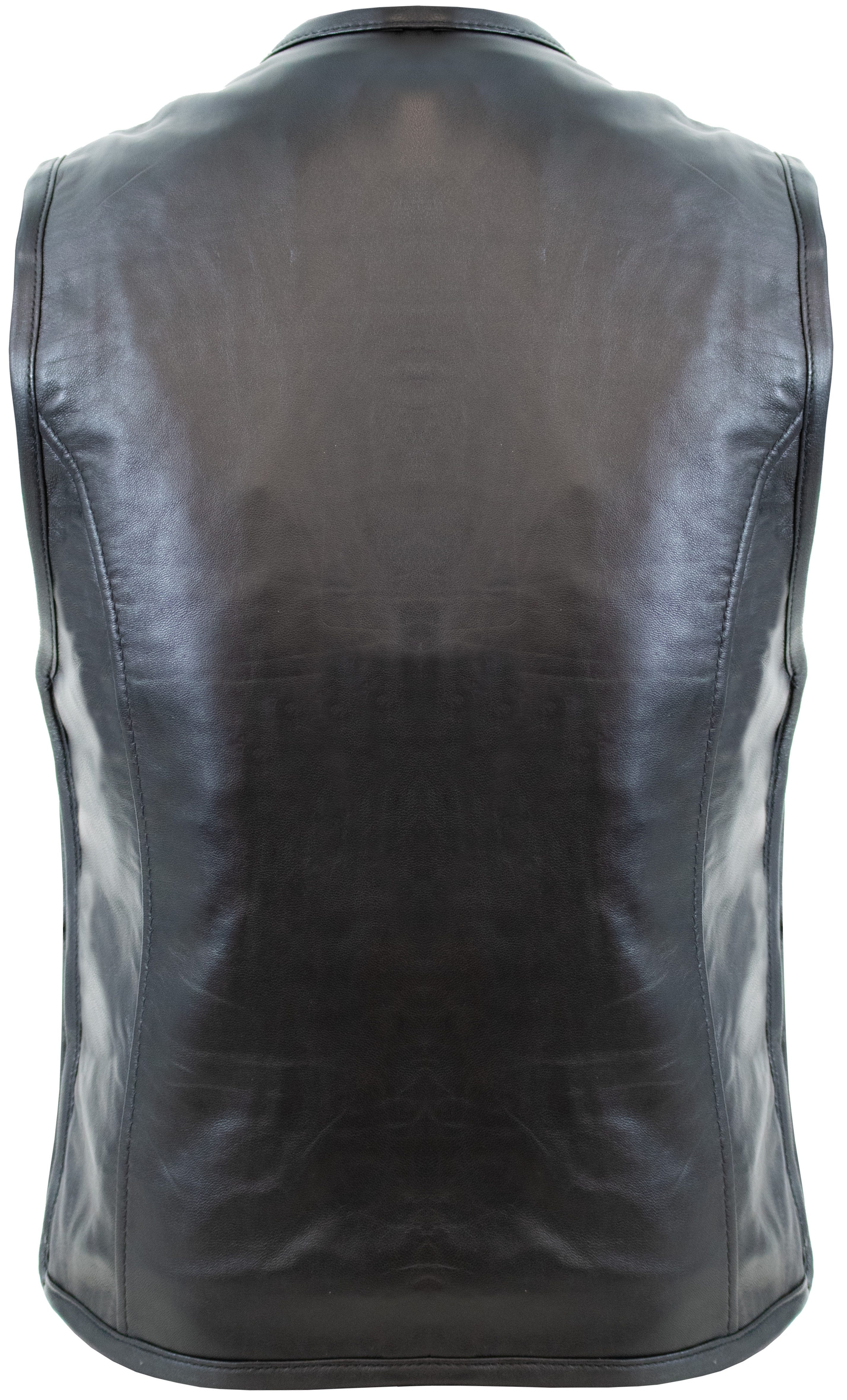 MDM Motorradweste Damen Lederweste Schwarz Lammleder Slim Fit mit Schnallen (Damen Biker Kutte)