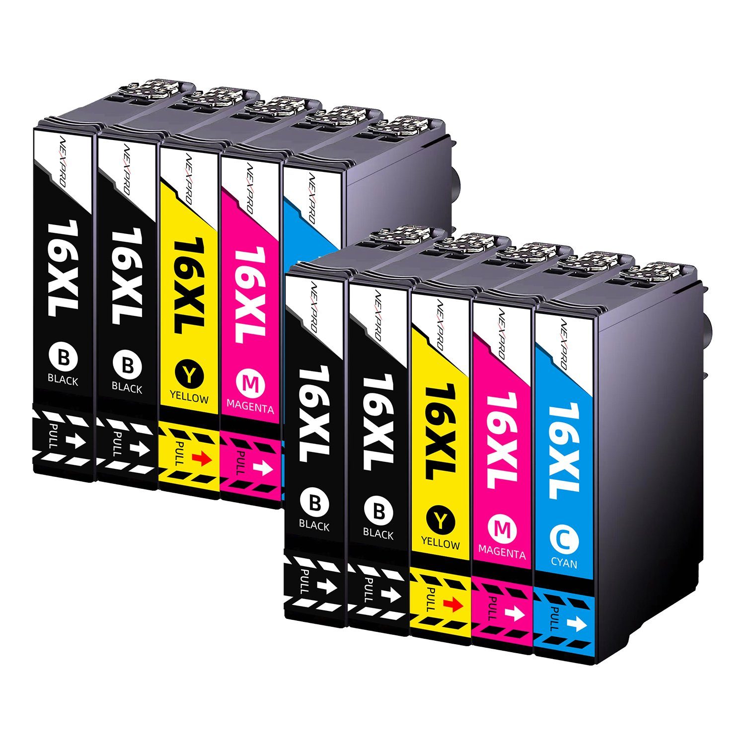 NEXPRO Epson 16XL 16 Druckerpatronen für WF 2760 2750 2630 2530 2510, 10er Tintenpatrone (Packung, WorkForce 2760 DWF 16XL/C13T16364012, Schwarz, Cyan, Magenta, Gelb)