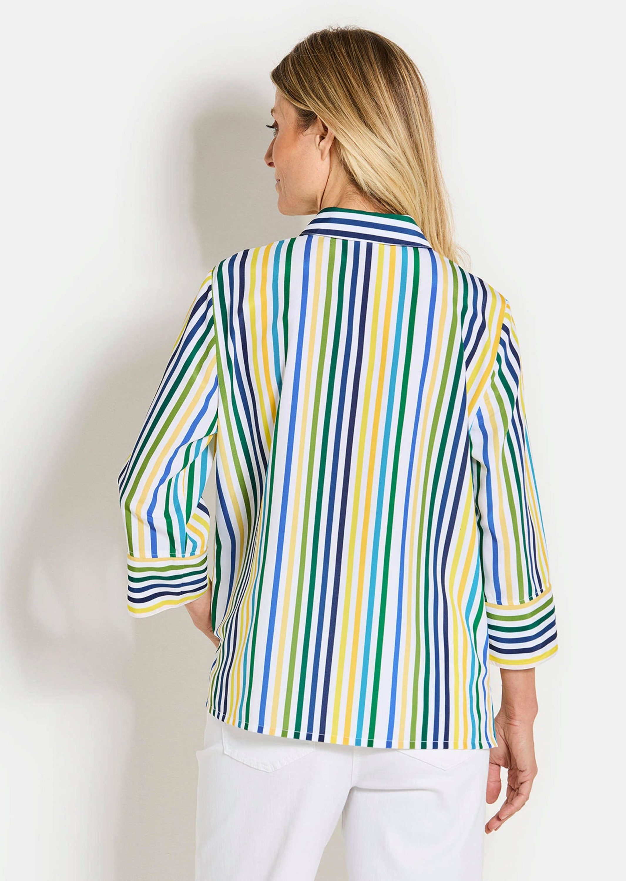 Hemdbluse Kurzgröße: Blusenshirt mit Streifenmuster