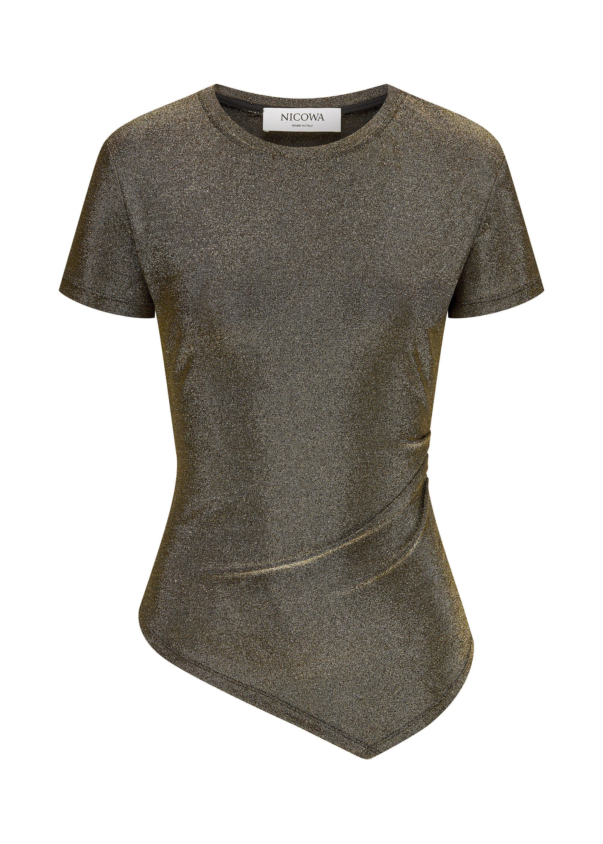 Nicowa Rundhalsshirt TONIWI (1-tlg) mit asymmetrischer Raffung an der Seite
