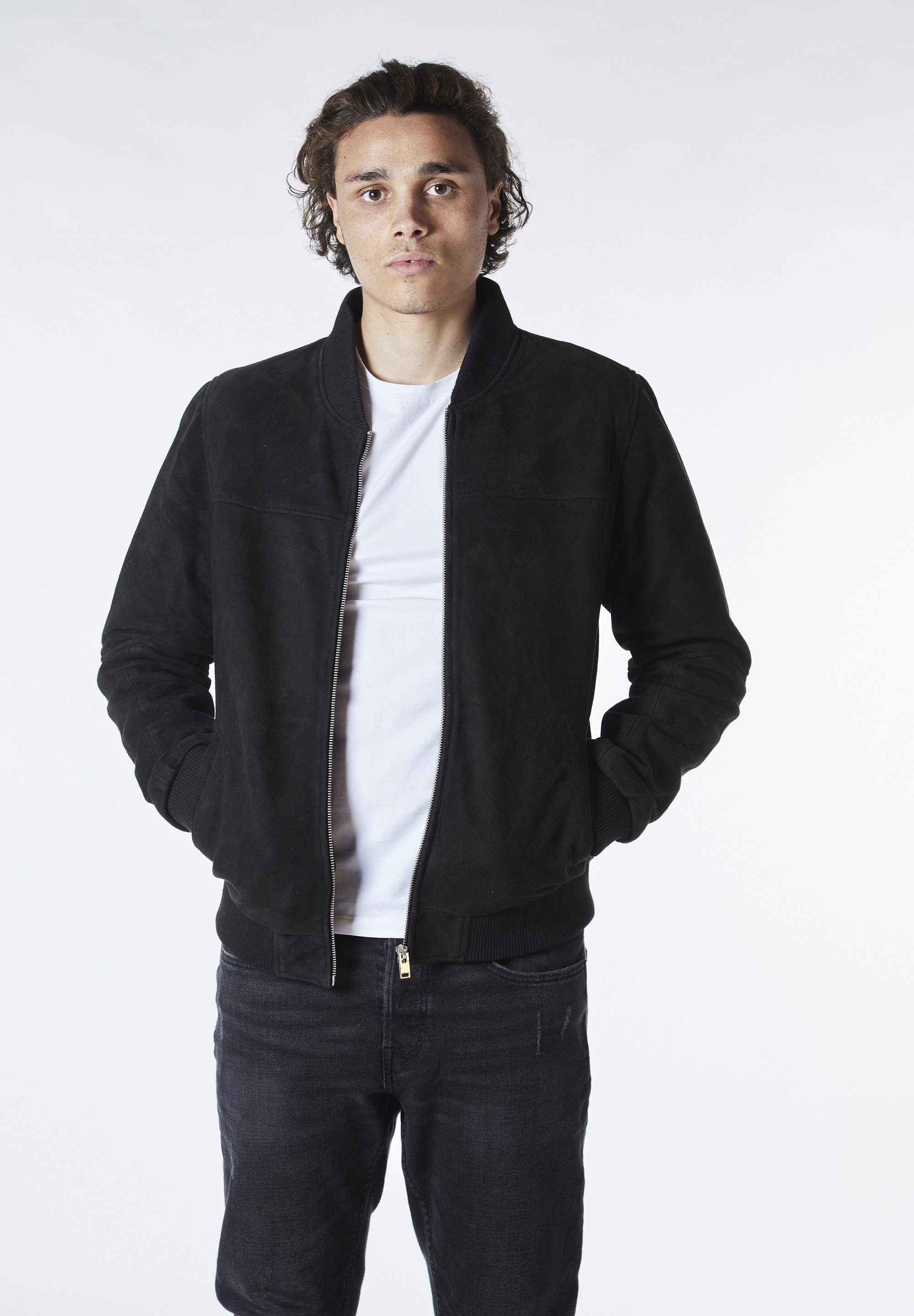 Bolongaro Trevor Lederjacke Mikey Bomber Sued Bomberjacke,Rippenkragen