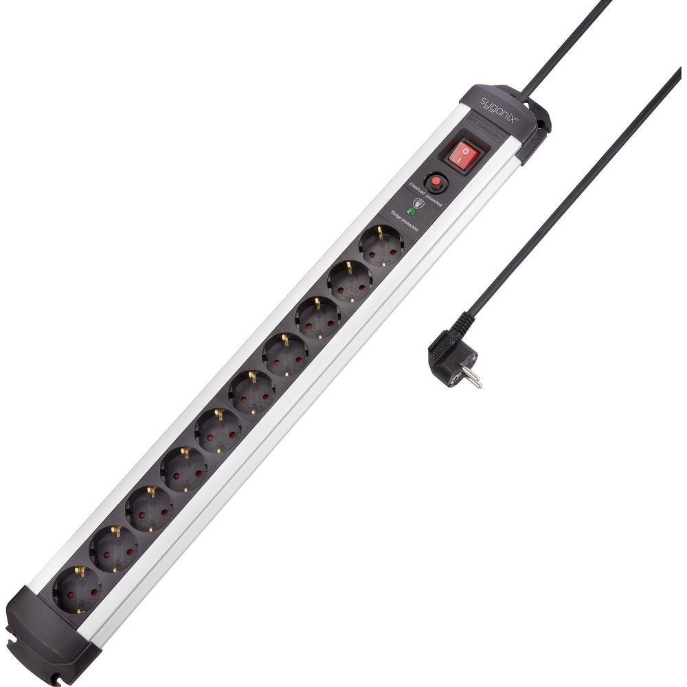 Sygonix 10fach Ü-Schutz Steckdosenleiste SY-4755616 Steckdosenleiste, Steckdosen