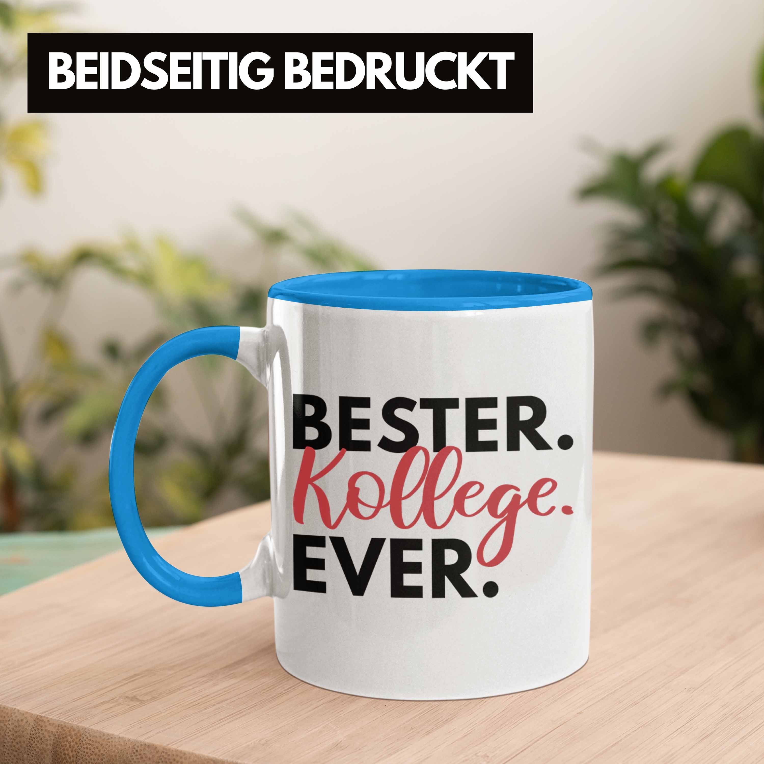 Kollegen Blau Bester Geschenk Kaffeetasse - Trendation Büro Tasse Kollege Tasse Abschiedsgeschenk Lieblingskollege Trendation