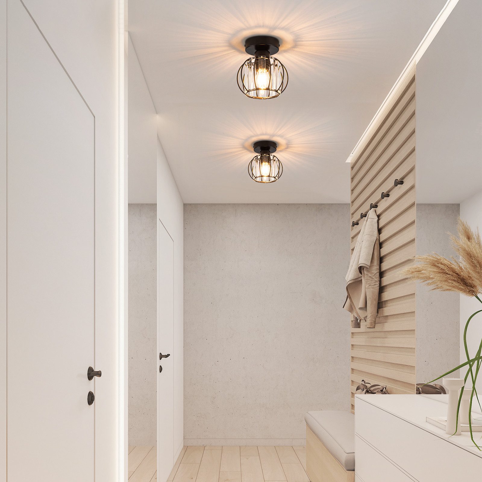 ZMH Deckenleuchte Whonzimmer Schwarz Kristall Modern Deckenleuchte E27 Vint günstig online kaufen