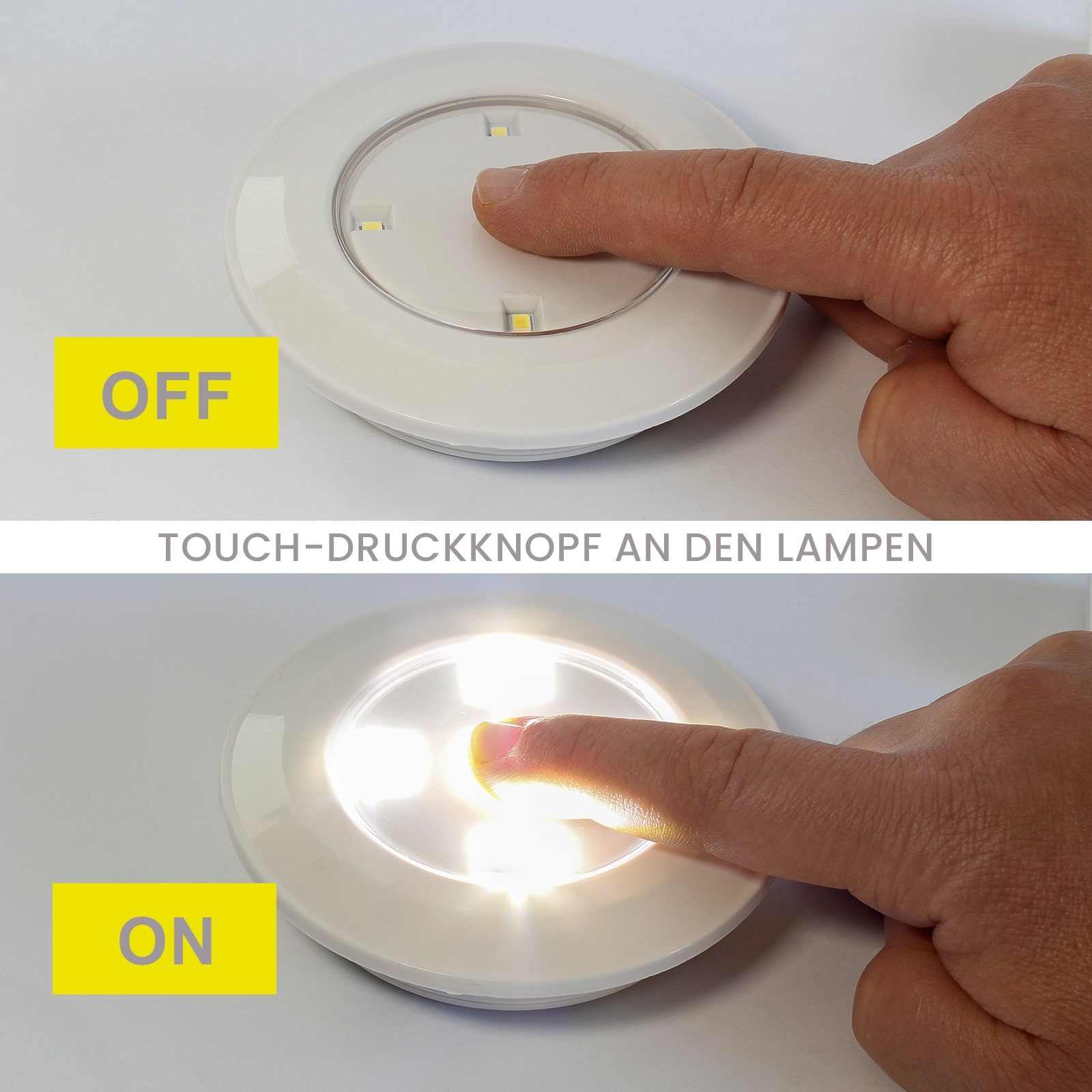 EAXUS LED Unterbauleuchte LED Lampe Batteriebetrieben mit Fernbedienung und Timer, Dimmbar (100%/50% Leuchtkraft), 30 Minuten Timer, LED fest integriert, Neutra – Bild 5 von 5