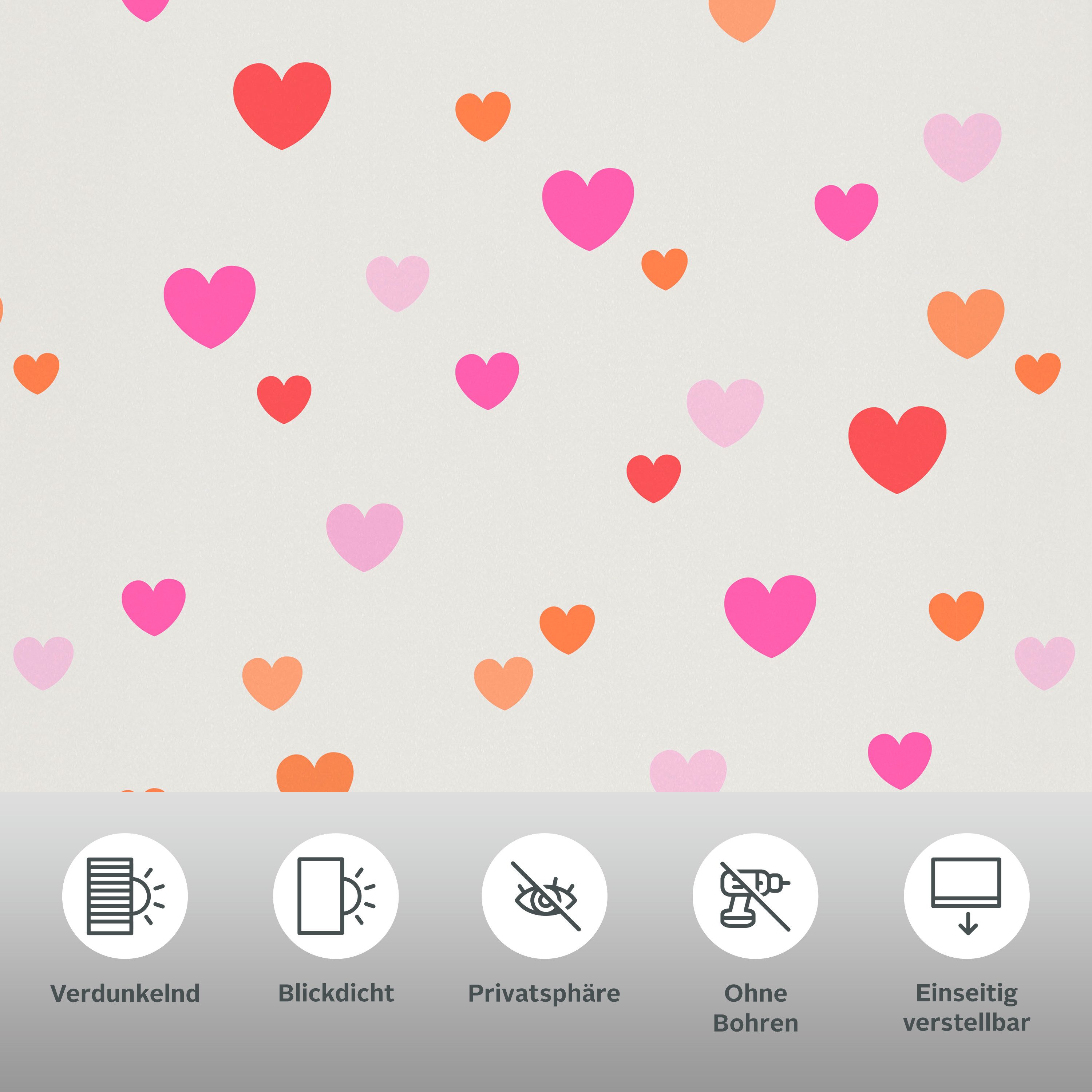 Rollo HEART, OTTO home, verdunkelnd, ohne Bohren, freihängend, Klemmfix, Fixmaß, Klemmfix, Herzen, Kinderrollo -NEUHEIT!