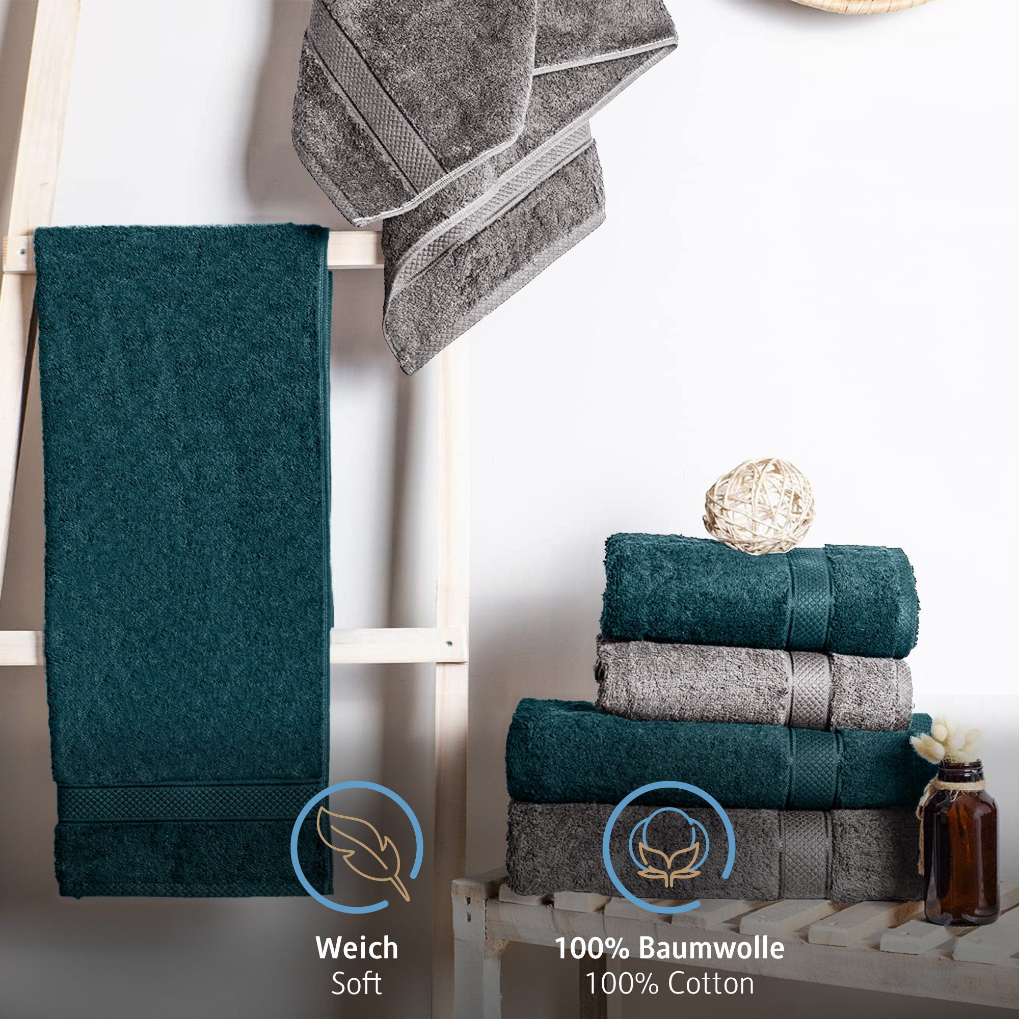 Komfortec Handtuch Set 50x100, Handtücher, Frottee günstig online kaufen