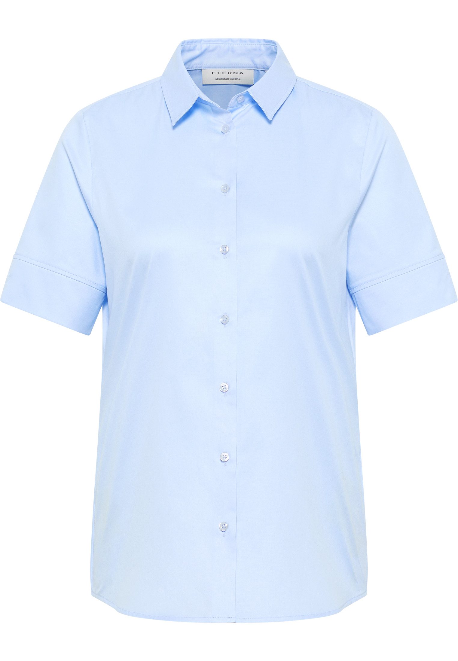 Blusentop ETERNA REGULAR FIT COVER SHIRT Kurzarm Bluse hellblau twill 5008-10-H9
