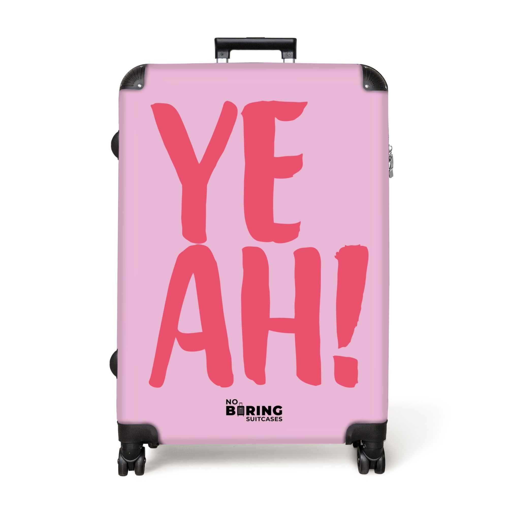 NoBoringSuitcases.com© Hartschalen-Trolley Lila mit rosa Zitat günstig online kaufen