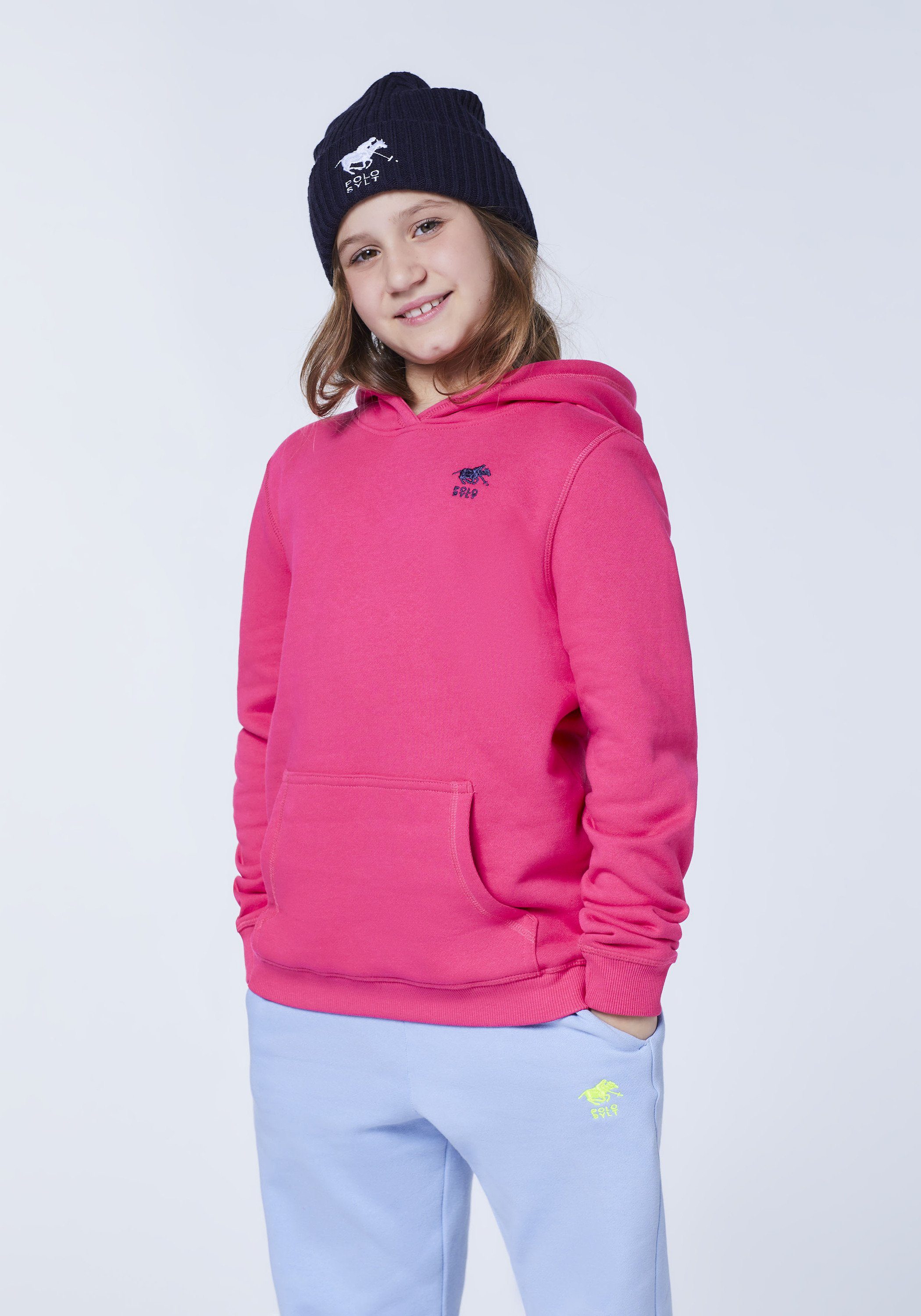 Polo Sylt Sweatshirt mit Label-Stitching 18-1754 Raspberry