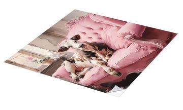 Posterlounge Wandfolie Ryley Gray, Süße Kuh auf rosa Couch, Kinderzimmer Illustration