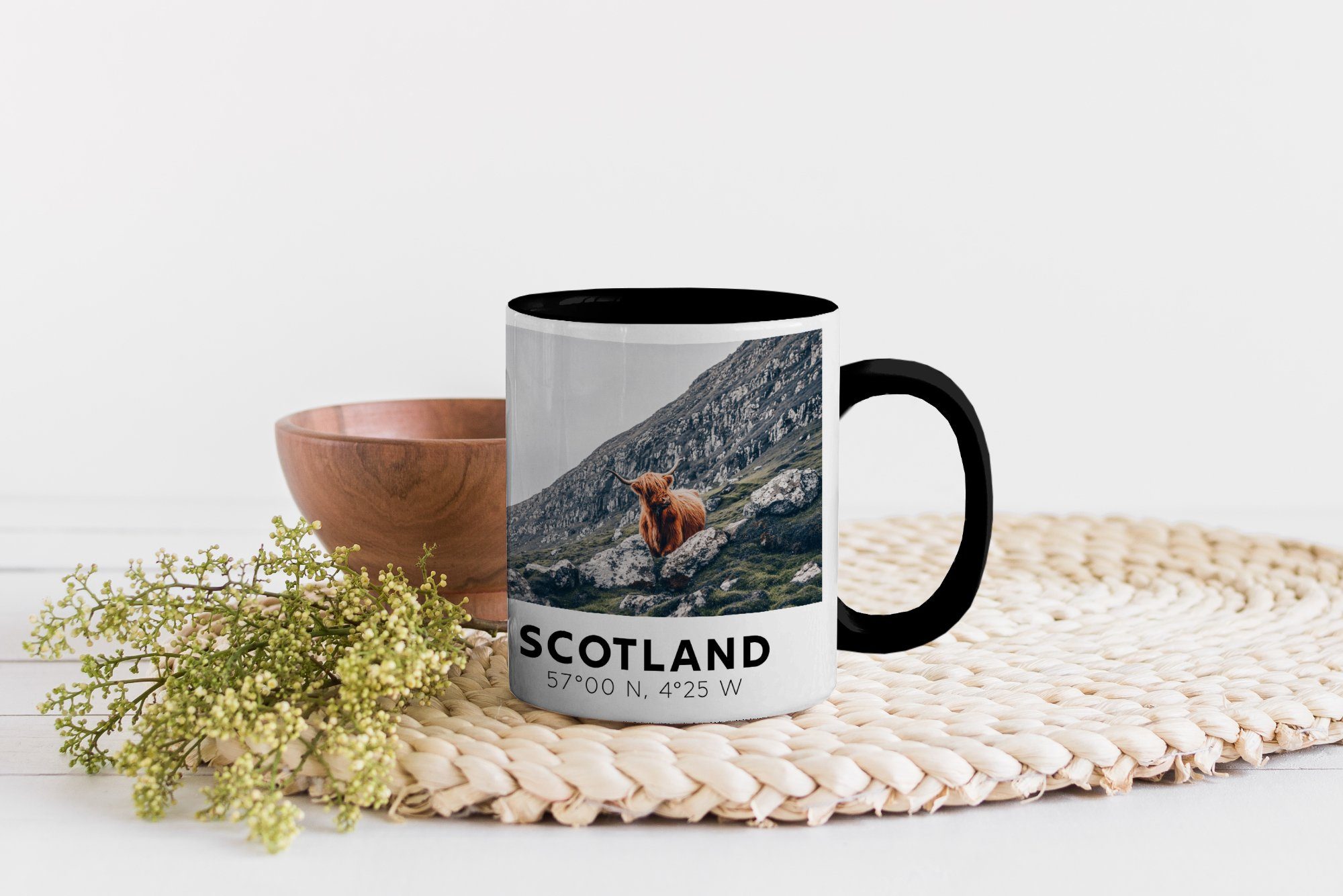 Zaubertasse, Schottland Keramik, Highlander Farbwechsel, Geschenk Schottischer Tasse - Kaffeetassen, Tiere, MuchoWow Teetasse, Kuh - -