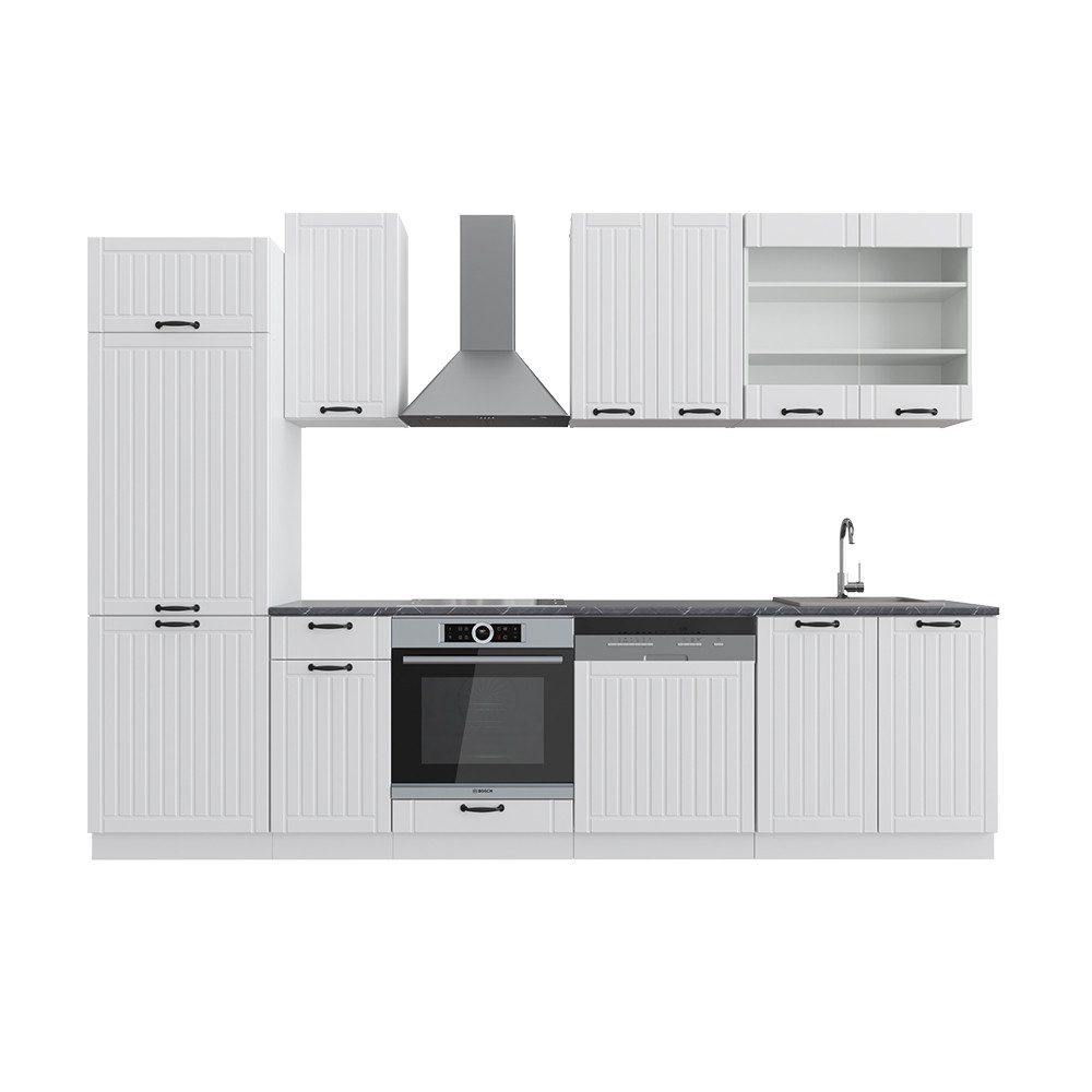 Vicco Küchenzeile Fame-Line, Weiß Landhaus/Weiß, 300 günstig online kaufen