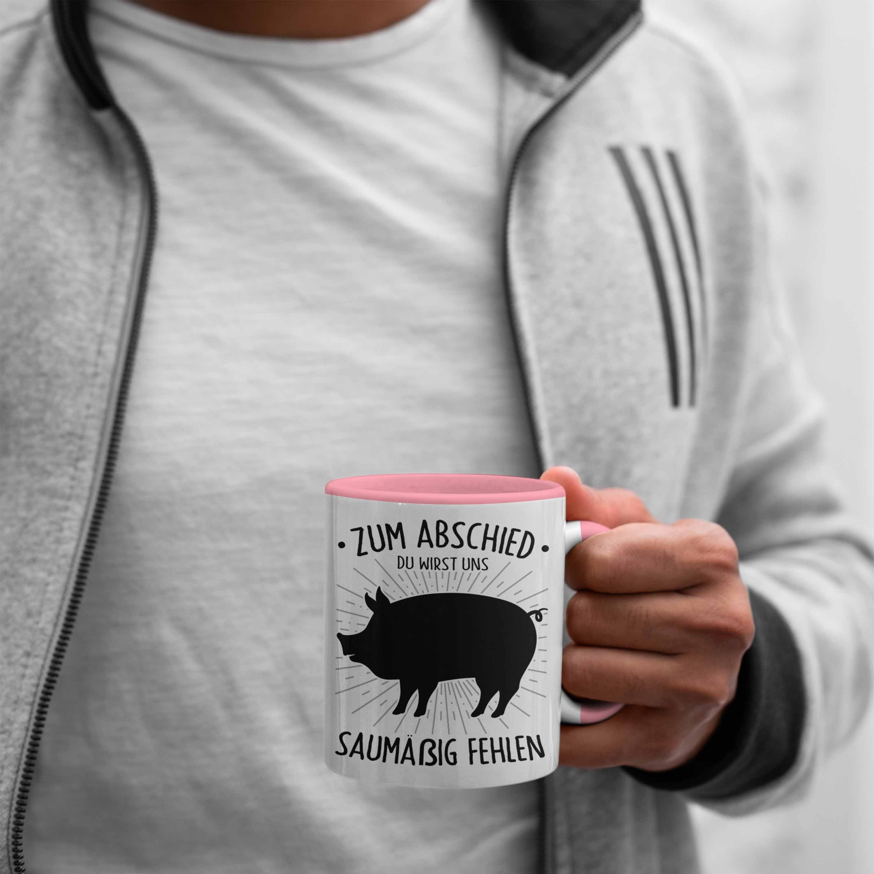 Abschied Du Zum Uns Tasse Jobw Saumäßig Rosa Trendation Geschenk Tasse Abschied Fehlen Wirst