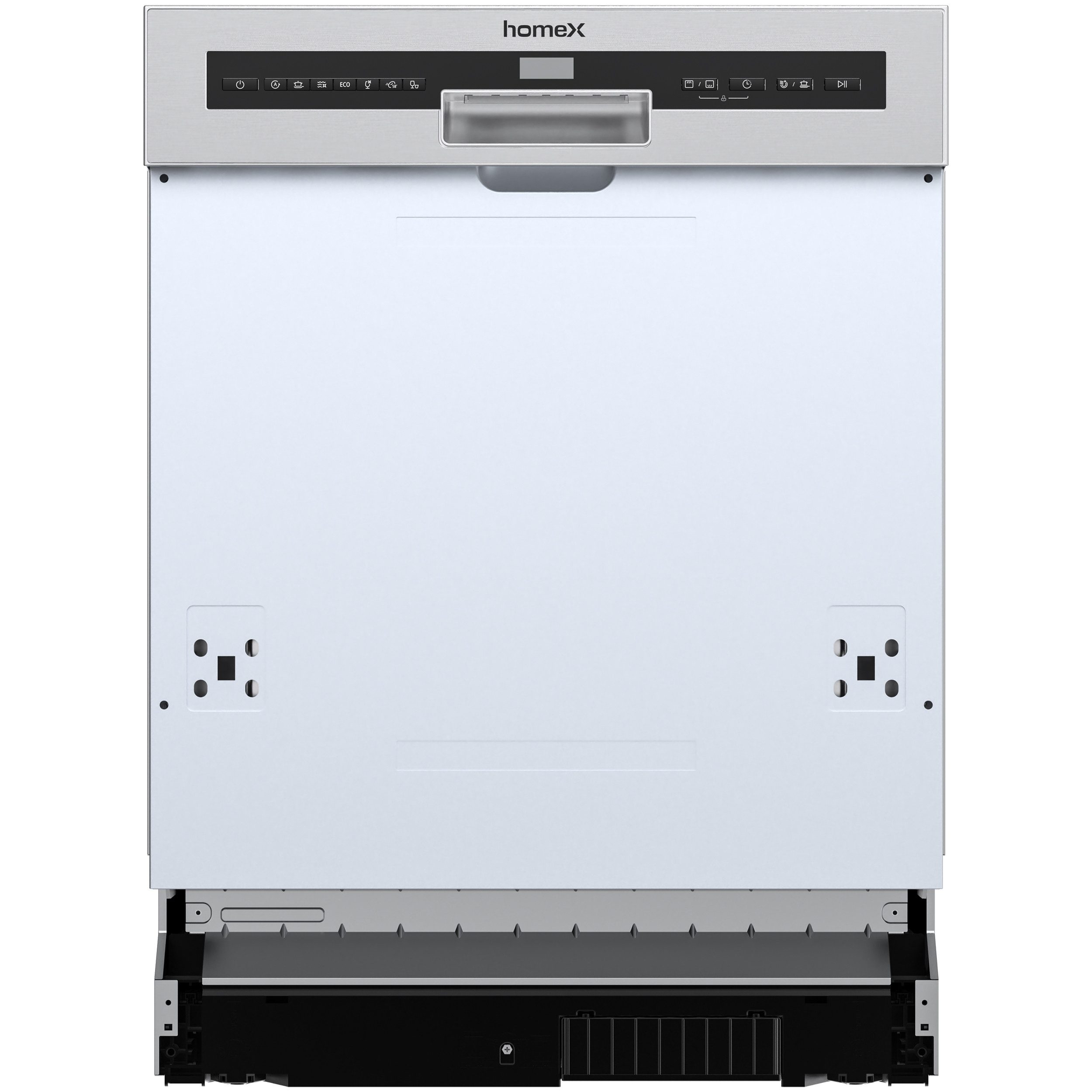 homeX teilintegrierbarer Geschirrspüler DWSI601444C, 10 l, 14 Maßgedecke, Einbau Spülmaschine teilintegriert 60 cm, 14 Gedecke, AquaStop, 44 dB