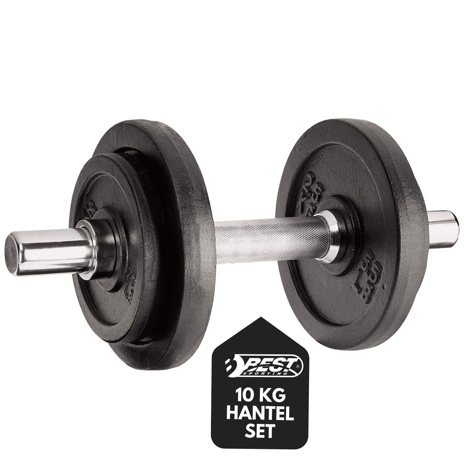 Best Sporting Kurzhantel Kurzhantel Set 10 kg aus Gusseisen mit Stellringen, Für Dein Workout und Fitnesstraining Zuhause