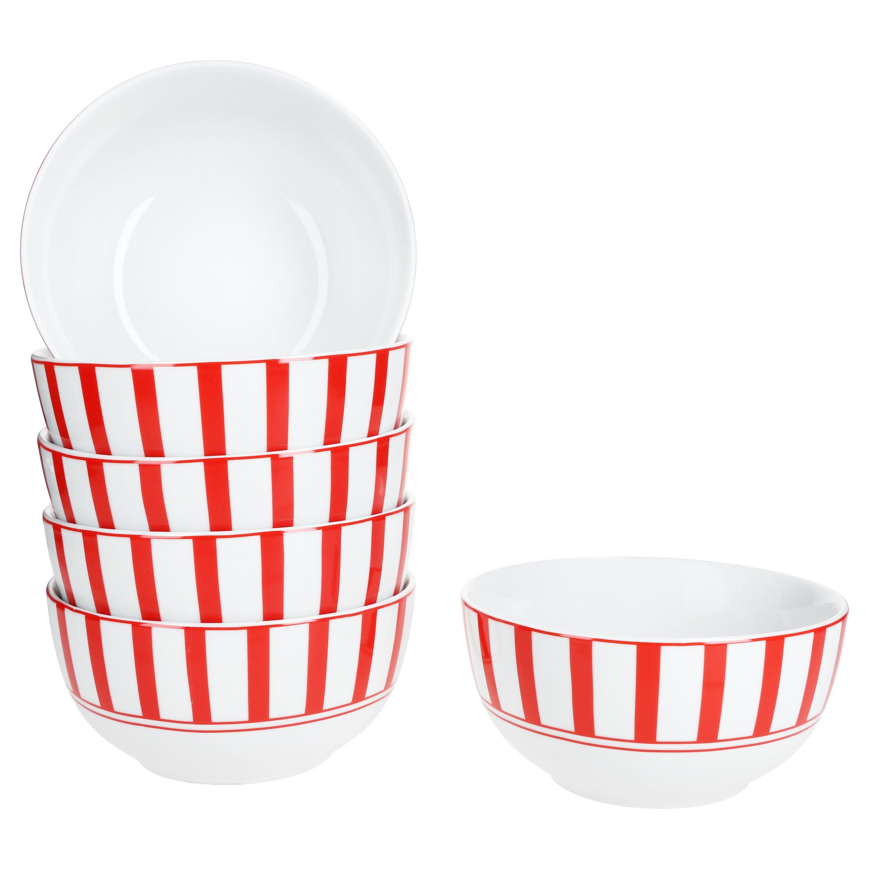 MamboCat Müslischale Split rot 6x Müsli-Schale Ø14cm 400ml Porzellan 6 Pers. Streifen, Porzellan