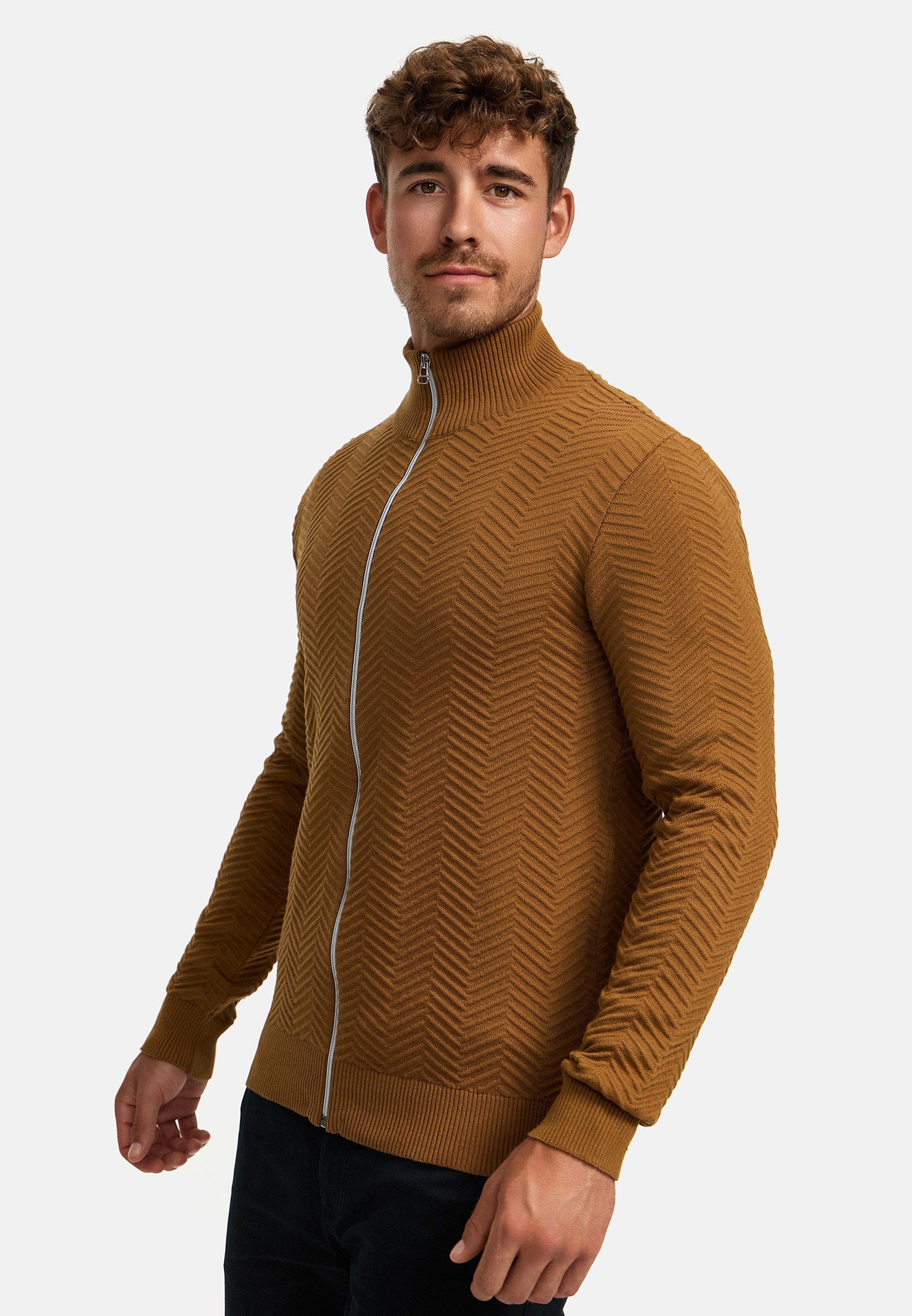 Kronstadt Strickjacke Herren KSCarlo Herrenstrickjacke Fein-Strickjacke mit Stehkragen – Bild 3 von 5