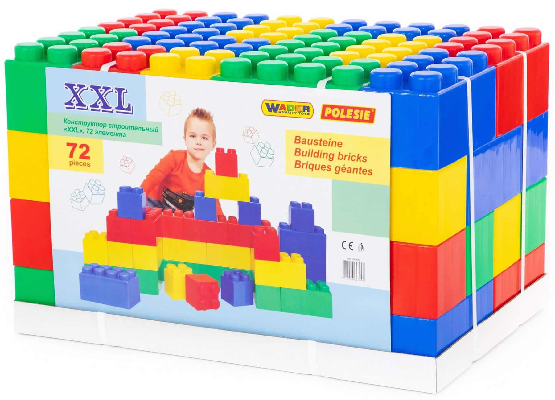 WADER QUALITY TOYS Bausteine Bausteinblock XXL 72 Stück 12M+ Spielbausteine, (72 St)
