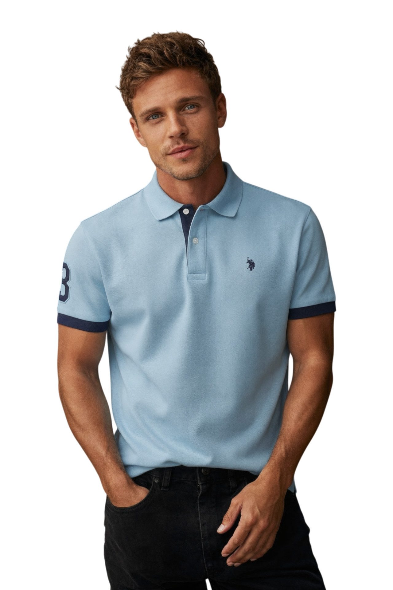 U.S. Polo Assn. Poloshirt US16927 (100% Baumwolle) hellblau Herren