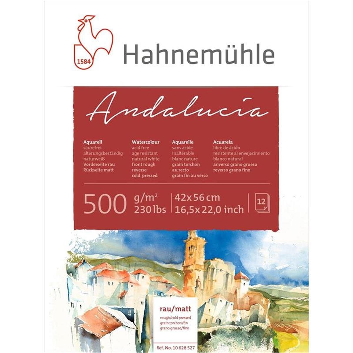 Hahnemühle Aquarellpapier Andalucía Aquarellkarton - rau/matt - 500 g/m² - 42 x 56 cm - 12 Blatt