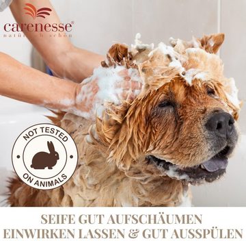 Carenesse Haarshampoo 2x Hundeseife mit Lorbeeröl & Olivenöl natürliche Fellpflege, 2x180 g, Tiershampoo für jeden Felltyp I Reinigung & Fellpflege für Haustiere