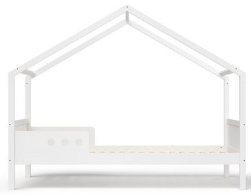 Bellabino Hausbett Bela (Kinderbett 80x160 cm, weiß), inkl. Rausfallschutz und Lattenrost, aus Kiefer Massivholz