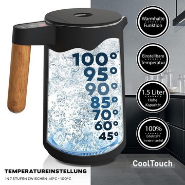 Balter Wasserkocher WK-08, mit Temperatureinstellung, 45°C-100°C, Doppelwand, Edelstahl, BPA frei