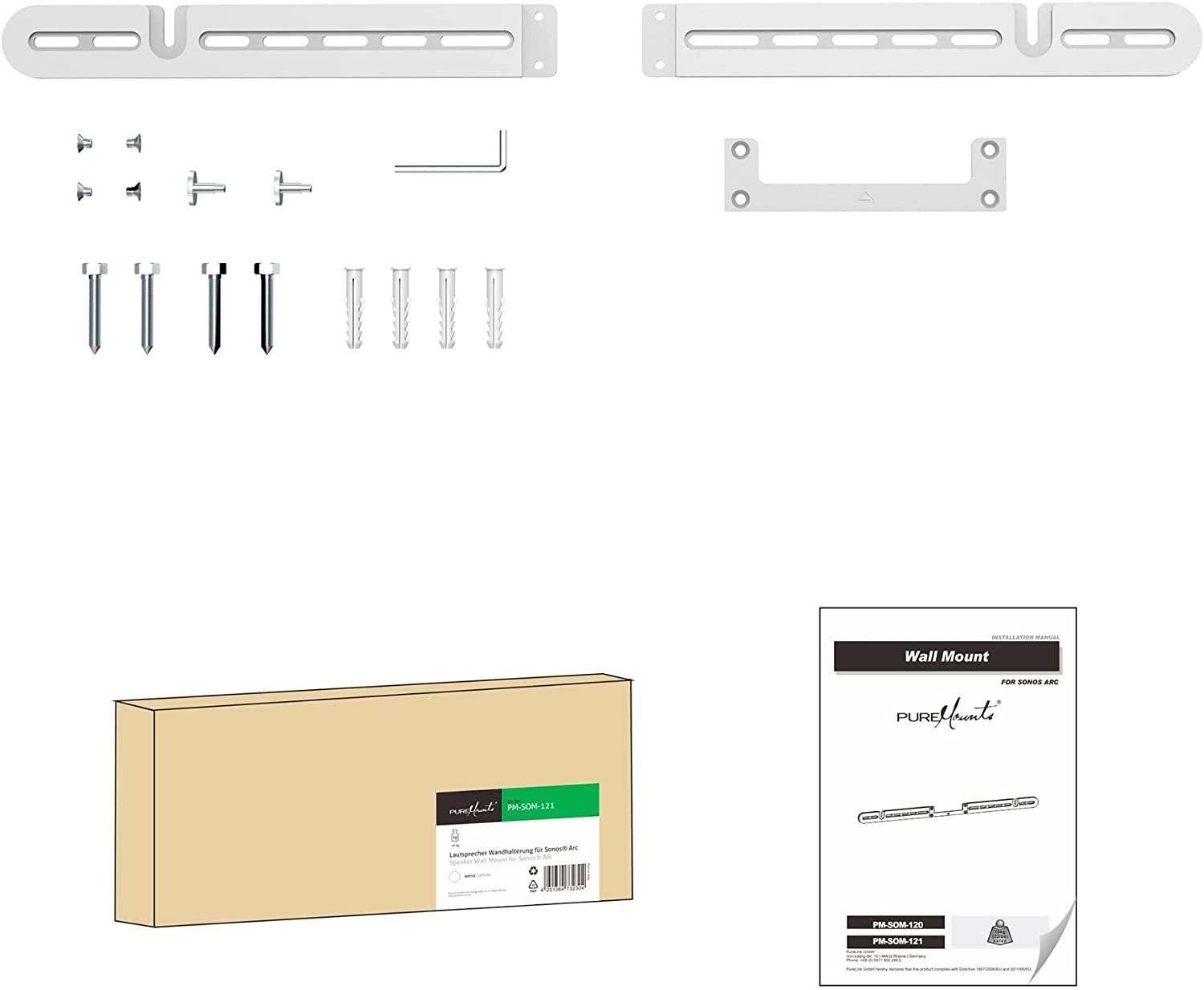 PureMounts Lautsprecher-Wandhalterung PureMounts® Lautsprecher Wandhalterung für Sonos® Arc, weiß – Bild 3 von 4